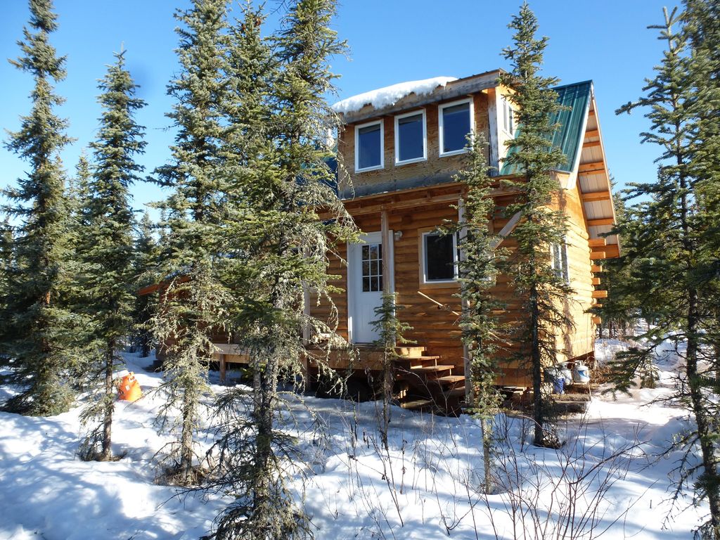 Cozy Log / pond cabin ,Oppurtunity for dog sled rides .