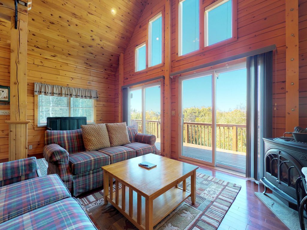 NEW LISTING! Unique chalet w/ 2 decks, 2 fireplaces &amp; great views - near 4 lakes